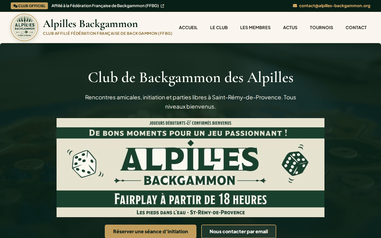 Mockup du site Alpilles Backgammon