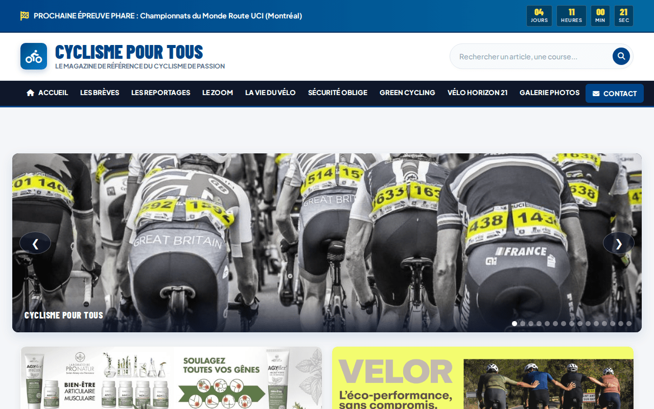 Mockup du site Cyclisme Pour Tous