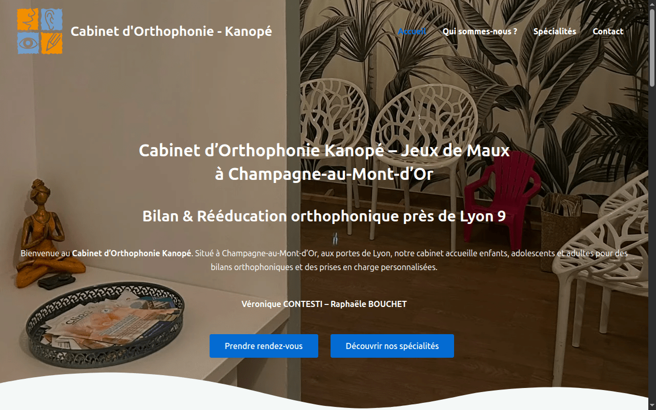 Mockup du site Orthophonie Lyon Cabinet Jeux de Maux
